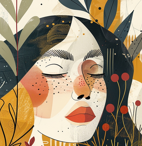 Abstract Floral Portrait Illustration details-Melriona